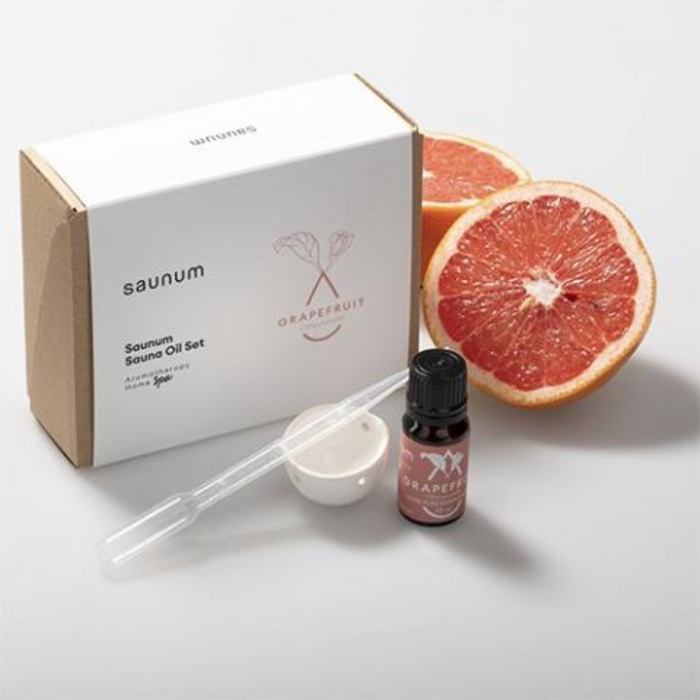 Saunum Grapefruit Aroma Oil Set - 10ml Bottle with Dropper and Ceramic Bowl