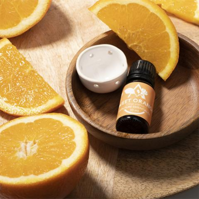 Saunum Sweet Orange Aroma Oil Set - 10ml Bottle with Dropper and Ceramic Bowl