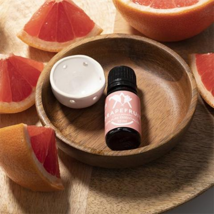 Saunum Grapefruit Aroma Oil Set - 10ml Bottle with Dropper and Ceramic Bowl