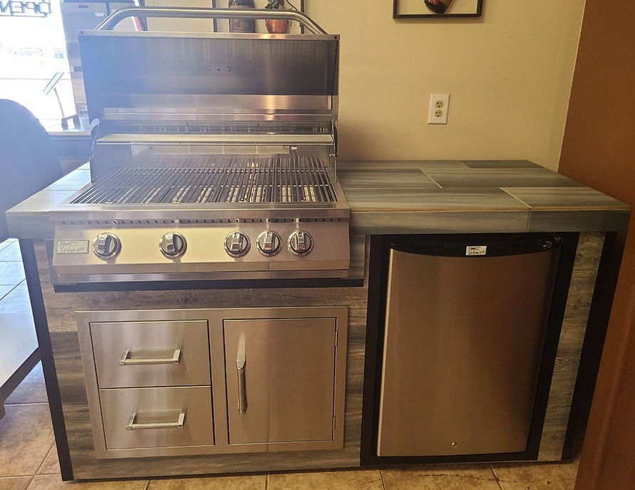 Elite 6' BBQ Island With Built In BBQ Grill Drift Wood Look Siding 30 Inch Doors - Thumbnail 5