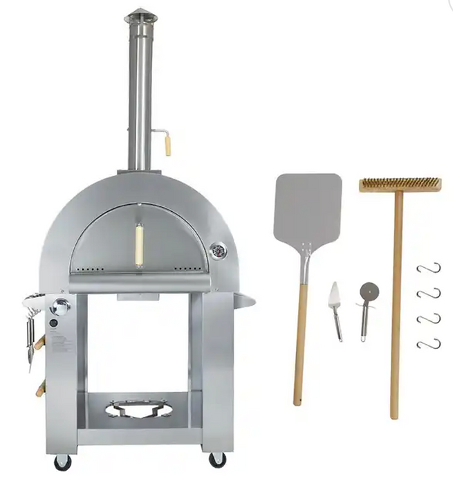 Kokomo 32 Inch Dual Fuel Gas or Wood Fired Stainless Steel Pizza Oven - Thumbnail 4