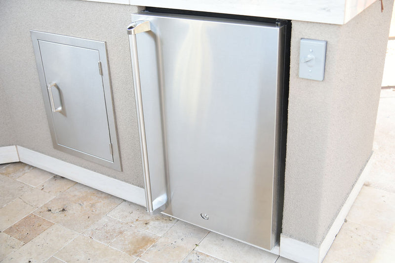 Pro Built-In Outdoor Kitchen Refrigerator with Temp Control Soda Rack Pro Sleeve