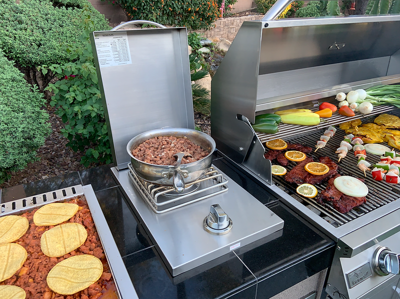 Teppanyaki, Griddle, Built-In BBQ Grill with Side Burner, Storage Drawers 7'6"