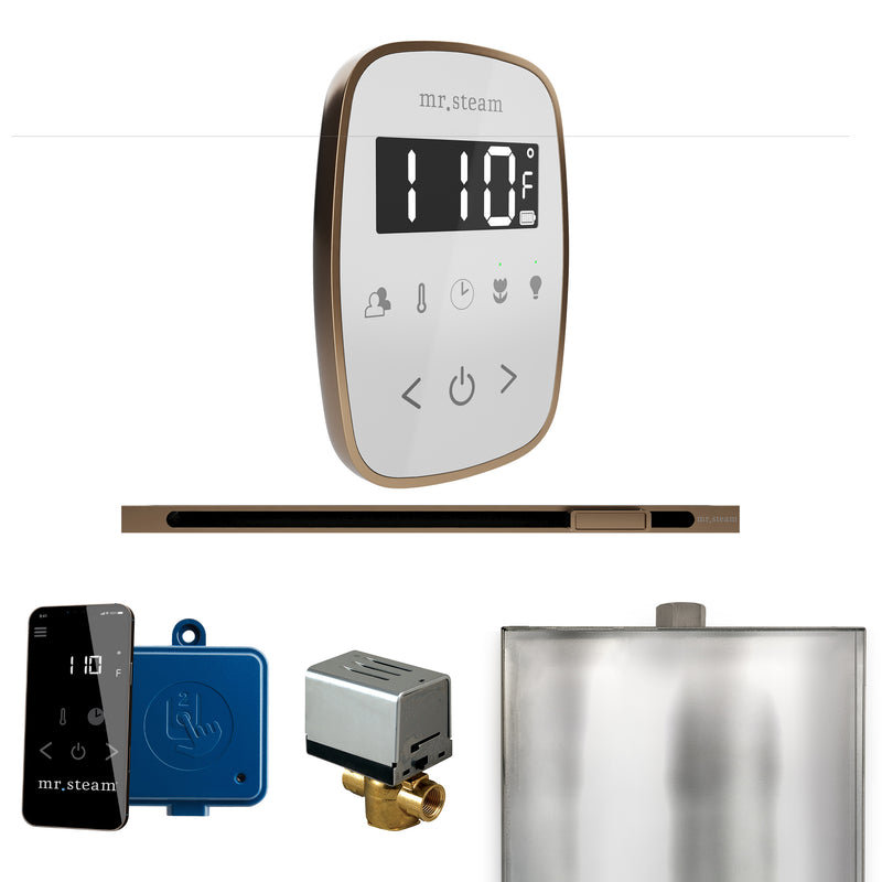 ButlerFlex Steam Shower Control Package with TempoFlex Control and Linear Steamhead in White Nouveau Bronze — White - Nouveau Bronze