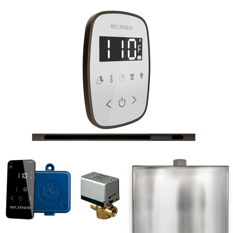 ButlerFlex Steam Shower Control Package with TempoFlex Control and Linear Steamhead in White Oil-Rubbed Bronze — White - Oil-Rubbed Bronze