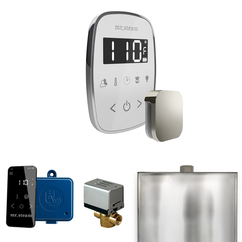 ButlerFlex Steam Shower Control Package with TempoFlex Control and Steamhead in White Polished Chrome — White - Polished Chrome
