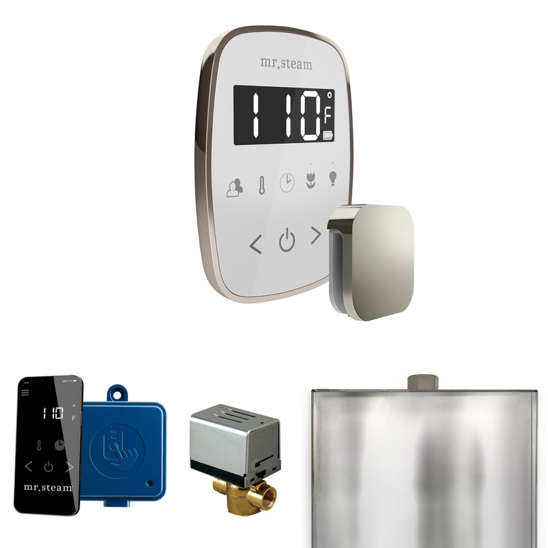 ButlerFlex Steam Shower Control Package with TempoFlex Control and Steamhead in White Polished Nickel — White - Polished Nickel