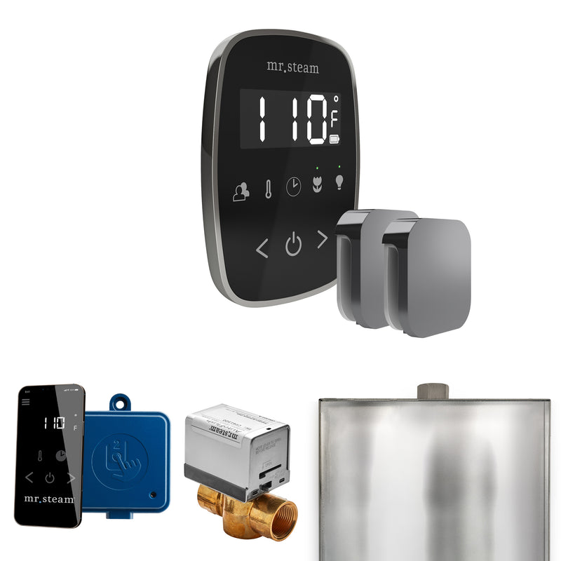 ButlerFlex Max Steam Shower Control Package with TempoFlex Control and Steamhead in Black Brilliant Black — Black - Brilliant Black