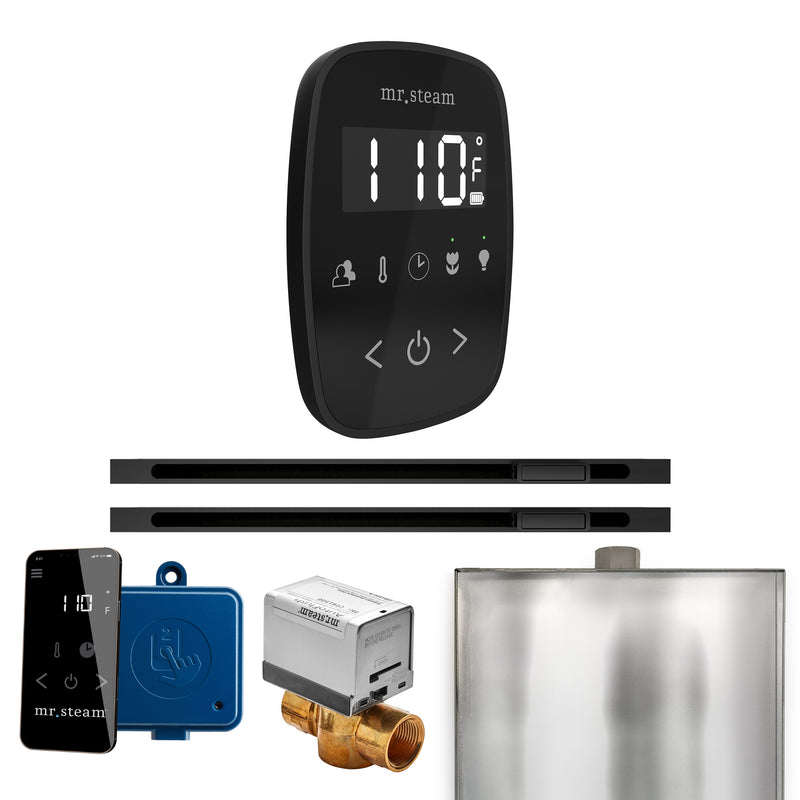 ButlerFlex Max Steam Shower Control Package with TempoFlex Control and Linear Steamhead in Black Matte Black — Black - Matte Black