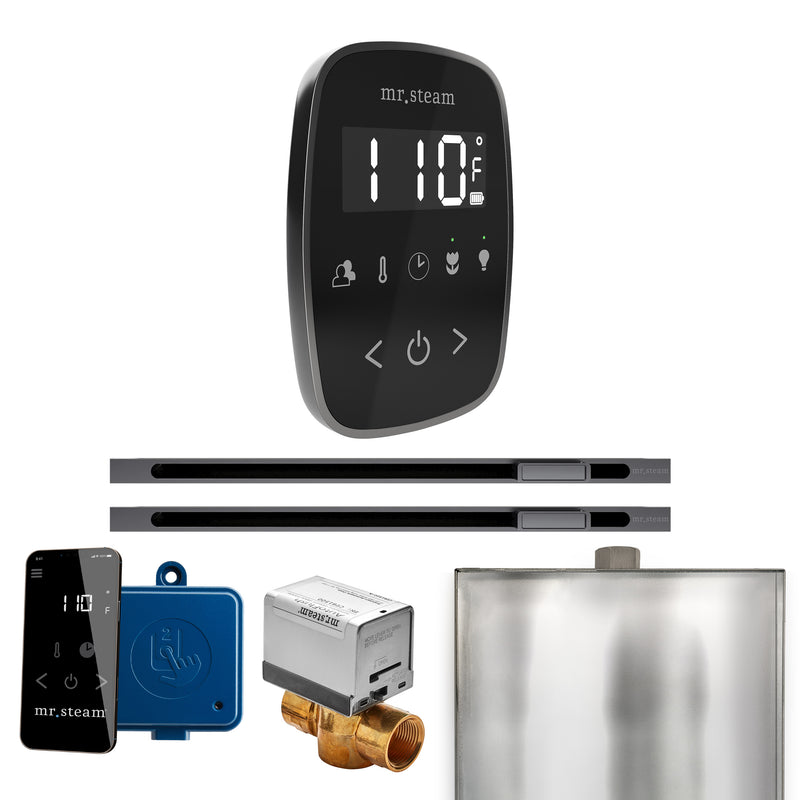ButlerFlex Max Steam Shower Control Package with TempoFlex Control and Linear Steamhead in Black Satin Steel — Black - Satin Steel