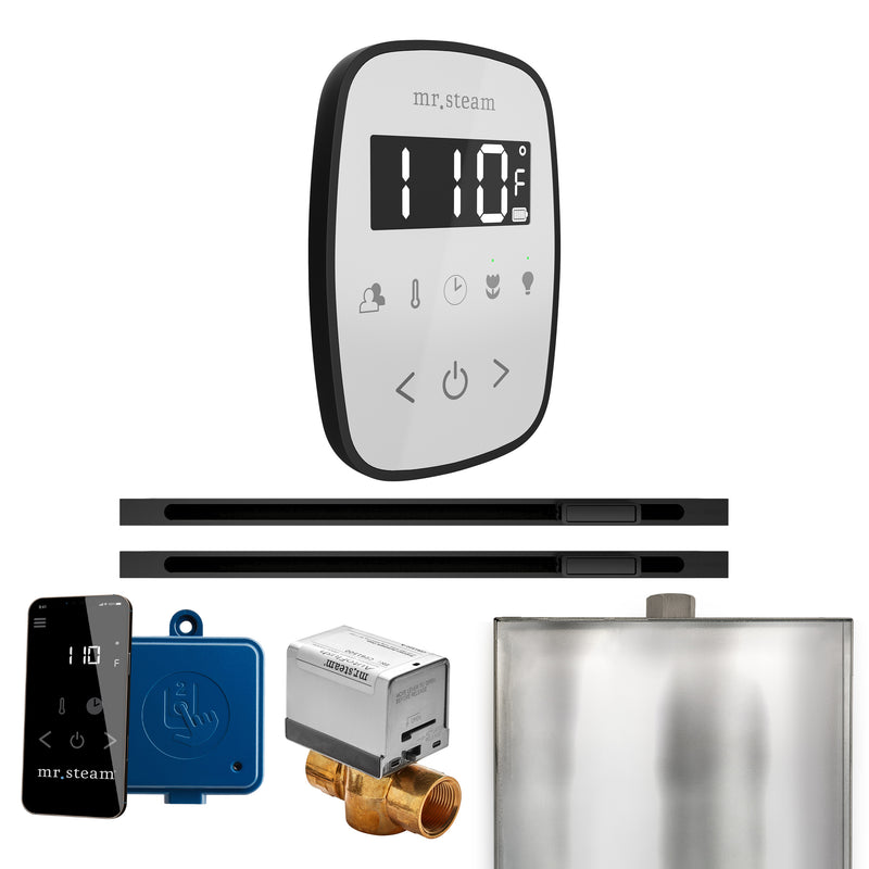 ButlerFlex Max Steam Shower Control Package with TempoFlex Control and Linear Steamhead in White Matte Black — White - Matte Black
