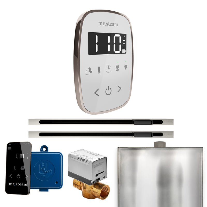 ButlerFlex Max Steam Shower Control Package with TempoFlex Control and Linear Steamhead in White Polished Nickel — White - Polished Nickel