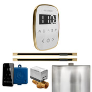 ButlerFlex Max Steam Shower Control Package with TempoFlex Control and Linear Steamhead in White Satin Brass — White - Satin Brass