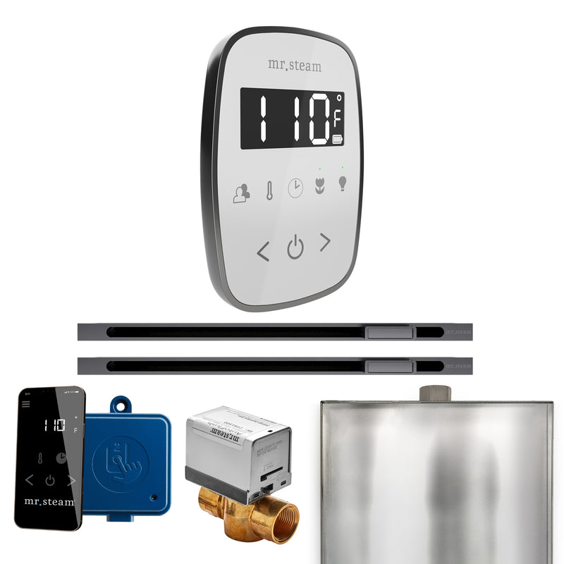 ButlerFlex Max Steam Shower Control Package with TempoFlex Control and Linear Steamhead in White Satin Steel — White - Satin Steel