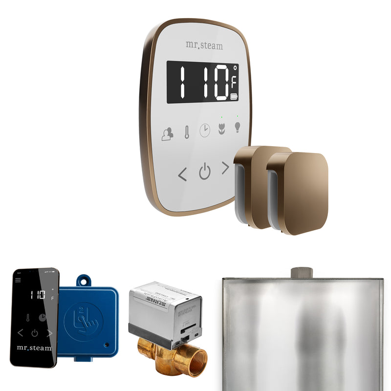 ButlerFlex Max Steam Shower Control Package with TempoFlex Control and Steamhead in White Nouveau Bronze — White - Nouveau Bronze