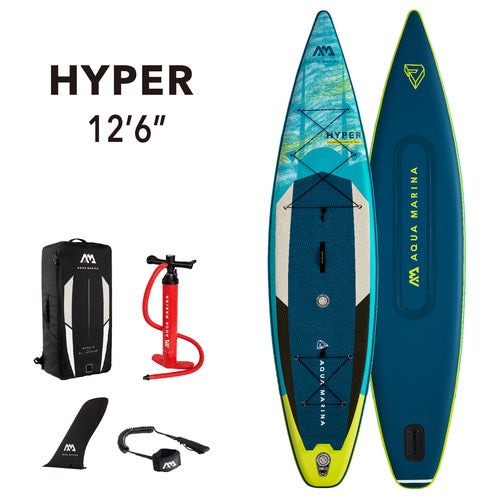 Aqua Marina Hyper - Touring Inflatable Stand-Up Paddleboard (iSUP) with Coil Leash