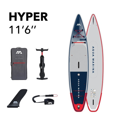Aqua Marina Hyper - Touring Inflatable Stand-Up Paddleboard (iSUP) with Coil Leash