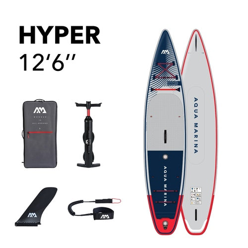 Aqua Marina Hyper - Touring Inflatable Stand-Up Paddleboard (iSUP) with Coil Leash