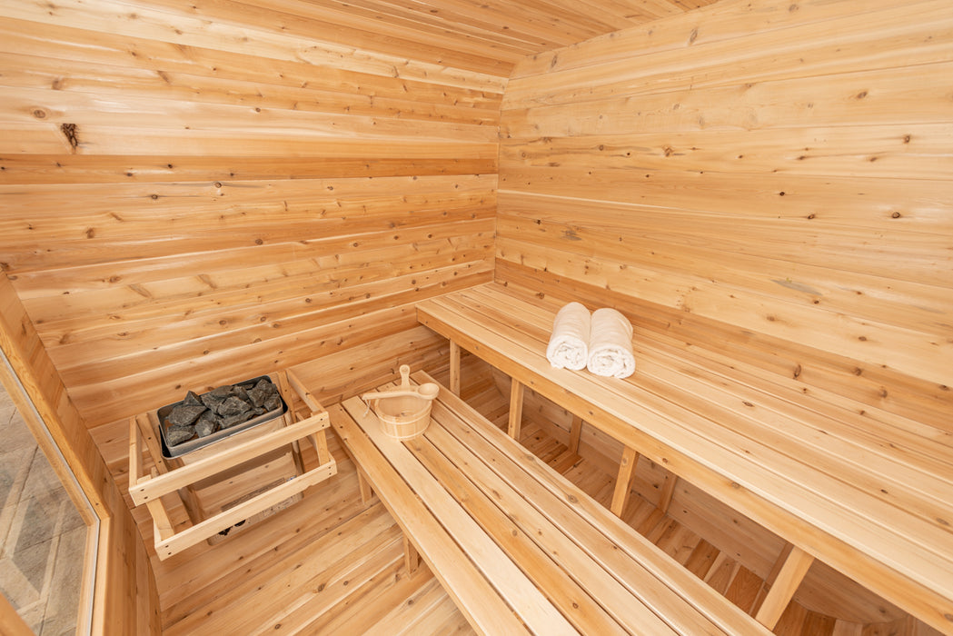 Luna Sauna: Canadian Timber Collection, Handcrafted Eastern White Cedar, 2-4 Person Seating, Ready-to-Assemble Kit with Solid Cedar Floor Joists and Walls