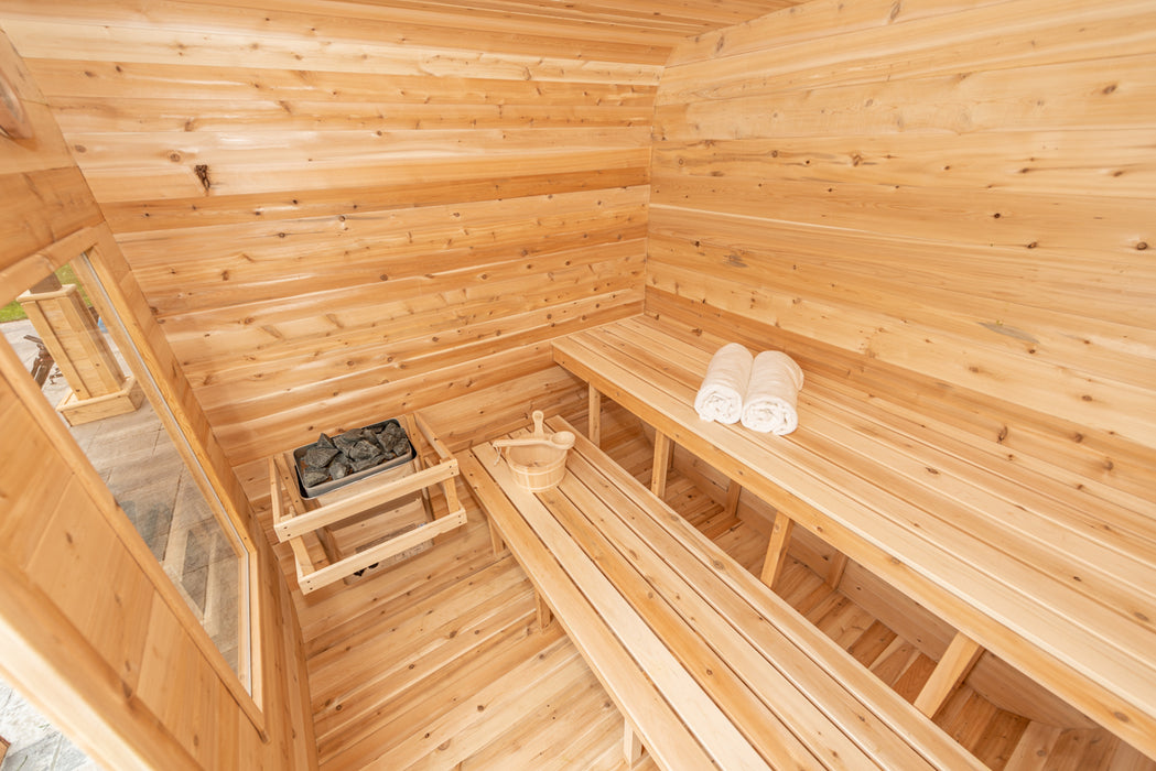 Luna Sauna: Canadian Timber Collection, Handcrafted Eastern White Cedar, 2-4 Person Seating, Ready-to-Assemble Kit with Solid Cedar Floor Joists and Walls