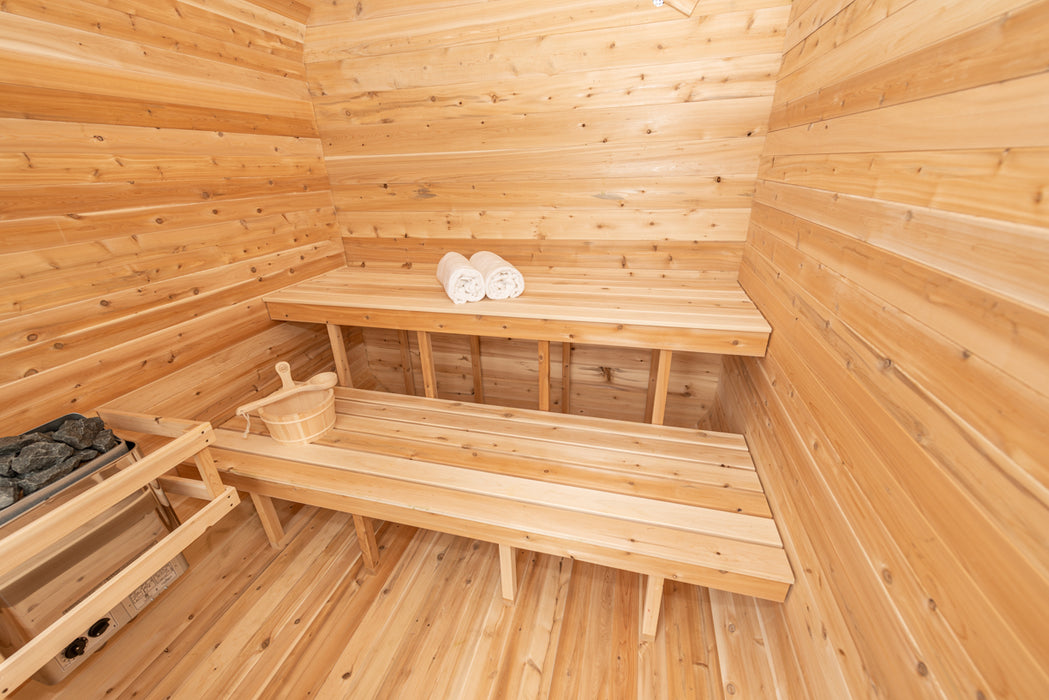 Luna Sauna: Canadian Timber Collection, Handcrafted Eastern White Cedar, 2-4 Person Seating, Ready-to-Assemble Kit with Solid Cedar Floor Joists and Walls