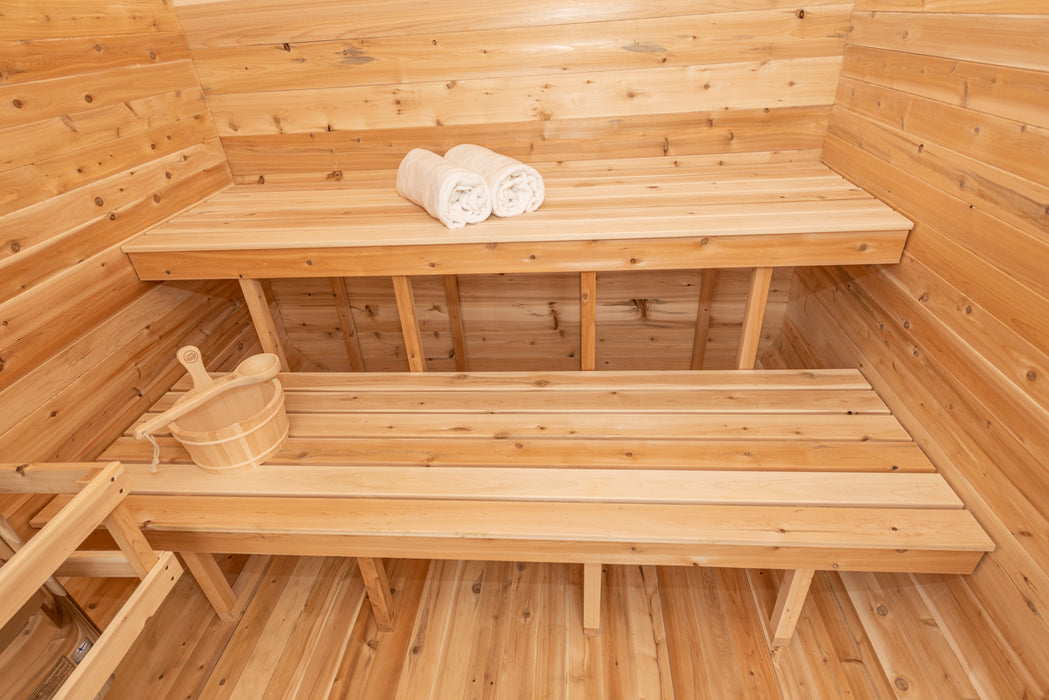 Luna Sauna: Canadian Timber Collection, Handcrafted Eastern White Cedar, 2-4 Person Seating, Ready-to-Assemble Kit with Solid Cedar Floor Joists and Walls