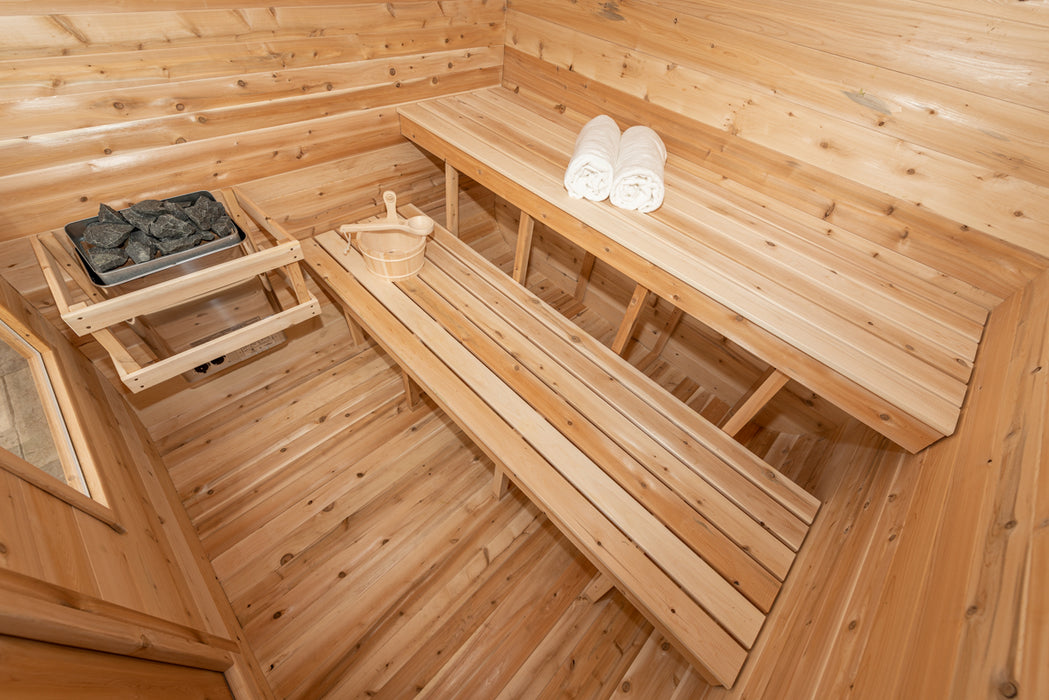 Luna Sauna: Canadian Timber Collection, Handcrafted Eastern White Cedar, 2-4 Person Seating, Ready-to-Assemble Kit with Solid Cedar Floor Joists and Walls