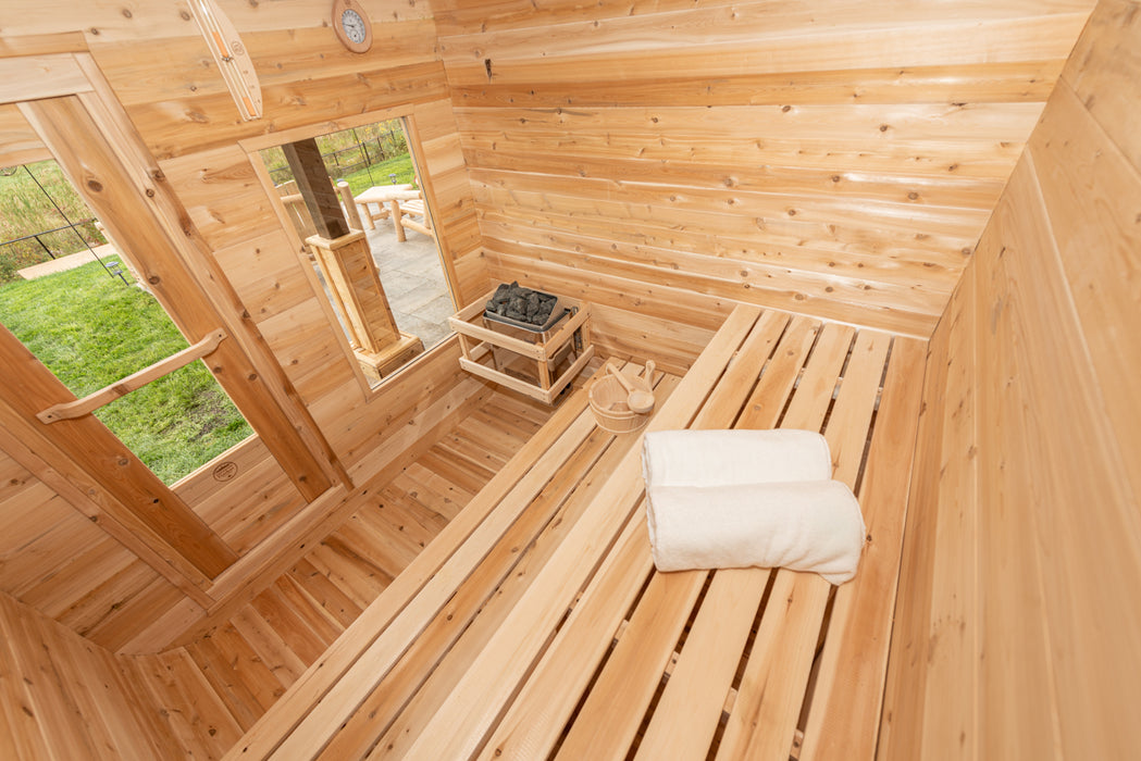 Luna Sauna: Canadian Timber Collection, Handcrafted Eastern White Cedar, 2-4 Person Seating, Ready-to-Assemble Kit with Solid Cedar Floor Joists and Walls