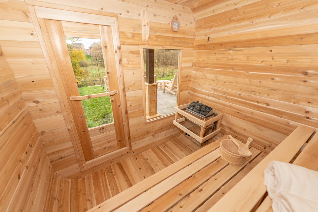 Luna Sauna: Canadian Timber Collection, Handcrafted Eastern White Cedar, 2-4 Person Seating, Ready-to-Assemble Kit with Solid Cedar Floor Joists and Walls