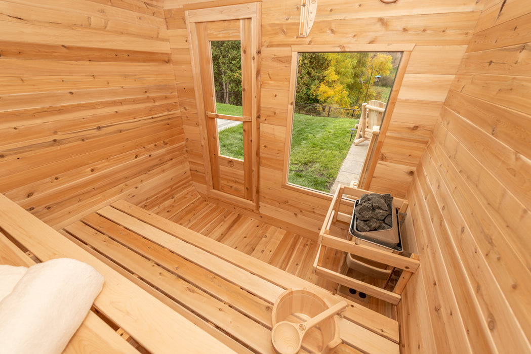 Luna Sauna: Canadian Timber Collection, Handcrafted Eastern White Cedar, 2-4 Person Seating, Ready-to-Assemble Kit with Solid Cedar Floor Joists and Walls