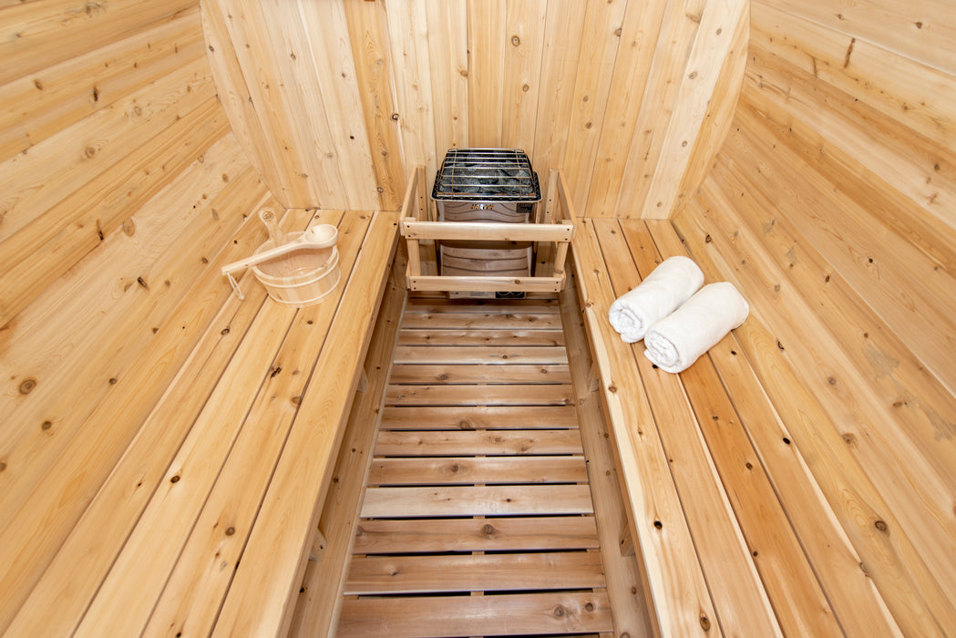 Harmony Sauna: Canadian Timber Collection, Handcrafted Eastern White Cedar, 2-4 Person Seating, Ready-to-Assemble Kit with Solid Cedar Cradles.