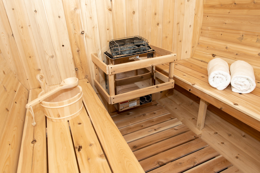 Harmony Sauna: Canadian Timber Collection, Handcrafted Eastern White Cedar, 2-4 Person Seating, Ready-to-Assemble Kit with Solid Cedar Cradles.