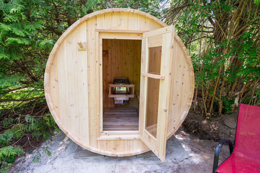 Harmony Sauna: Canadian Timber Collection, Handcrafted Eastern White Cedar, 2-4 Person Seating, Ready-to-Assemble Kit with Solid Cedar Cradles.