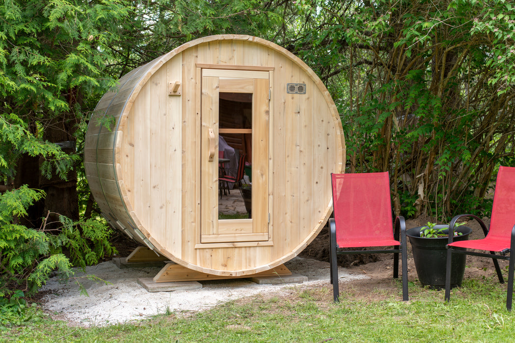 Harmony Sauna: Canadian Timber Collection, Handcrafted Eastern White Cedar, 2-4 Person Seating, Ready-to-Assemble Kit with Solid Cedar Cradles.