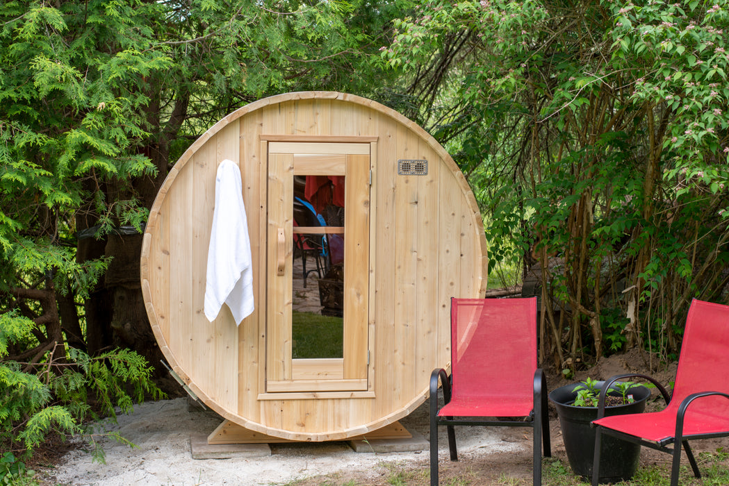 Harmony Sauna: Canadian Timber Collection, Handcrafted Eastern White Cedar, 2-4 Person Seating, Ready-to-Assemble Kit with Solid Cedar Cradles.