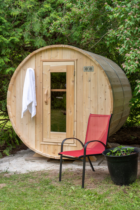 Harmony Sauna: Canadian Timber Collection, Handcrafted Eastern White Cedar, 2-4 Person Seating, Ready-to-Assemble Kit with Solid Cedar Cradles.