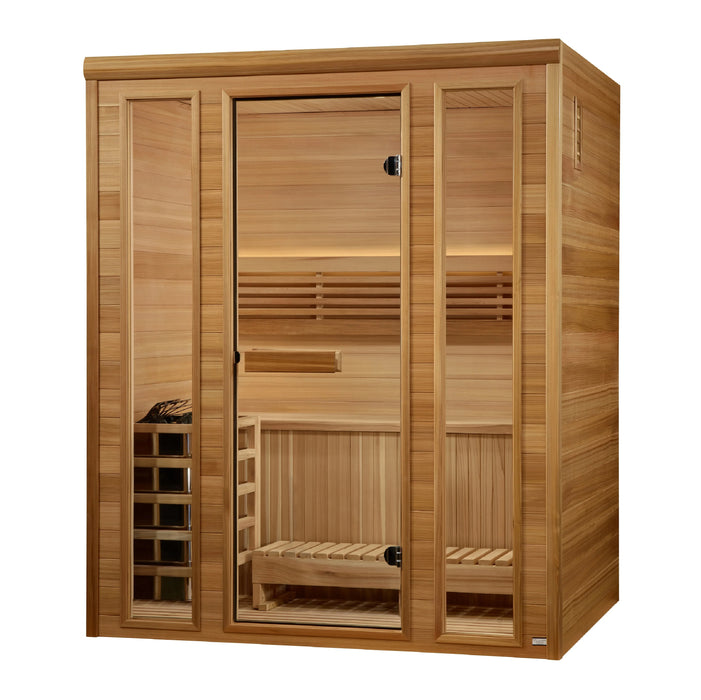 Golden Designs 2025 "Andermatt Edition" 2-3 Person Traditional Steam Sauna (GDI-7030-01) - Pacific Premium Clear Cedar