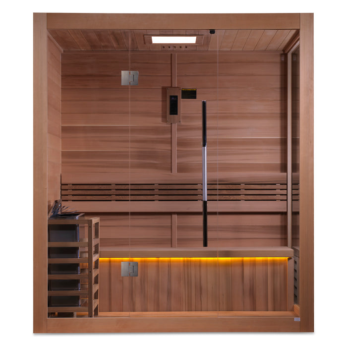 Golden Designs "3-Person Indoor Sauna with Red Cedar Interior - Forssa"