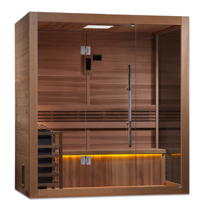 Golden Designs "3-Person Indoor Sauna with Red Cedar Interior - Forssa"