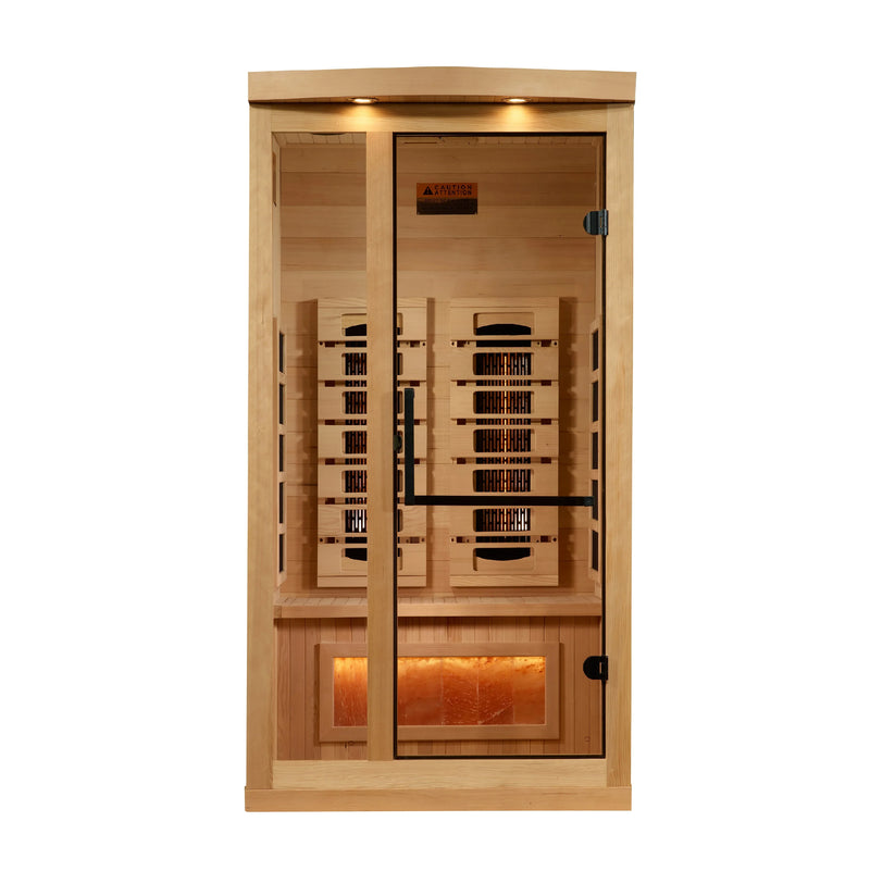 Golden Designs 3-Person Full Spectrum PureTech™ Near Zero EMF FAR Infrared Sauna with Himalayan Salt Bar