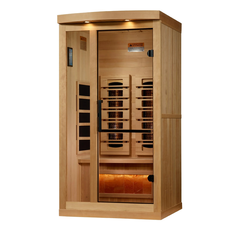 Golden Designs 3-Person Full Spectrum PureTech™ Near Zero EMF FAR Infrared Sauna with Himalayan Salt Bar
