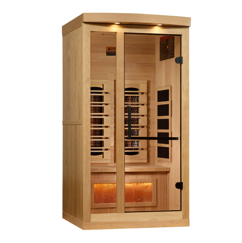 Golden Designs 3-Person Full Spectrum PureTech™ Near Zero EMF FAR Infrared Sauna with Himalayan Salt Bar