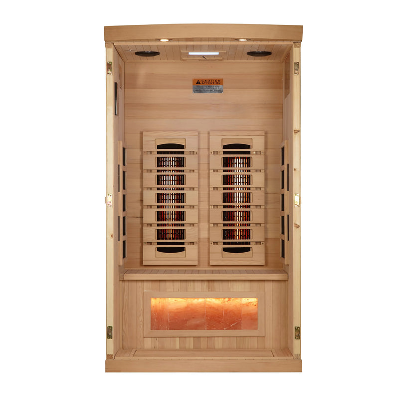 Golden Designs 3-Person Full Spectrum PureTech™ Near Zero EMF FAR Infrared Sauna with Himalayan Salt Bar