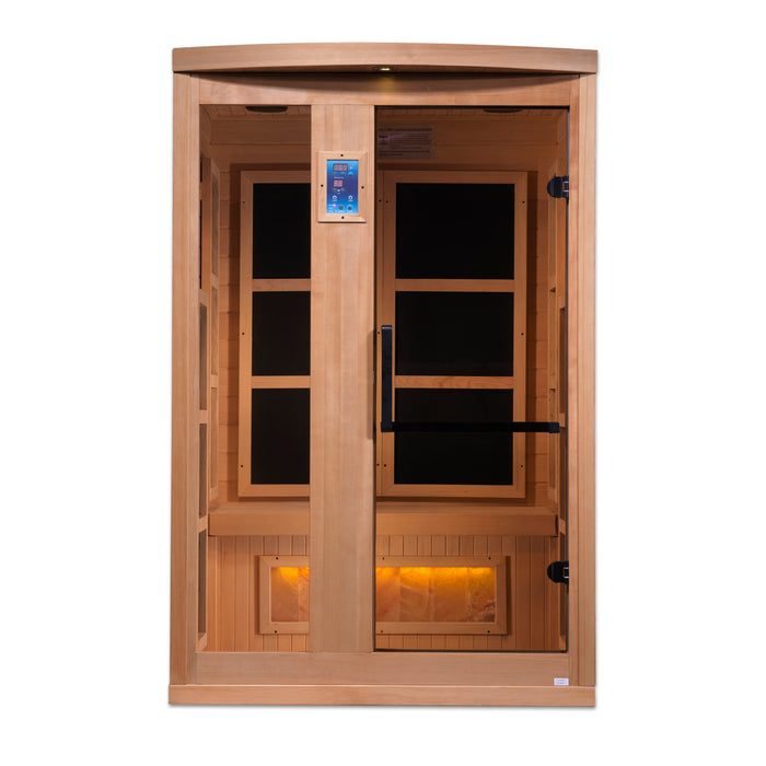 Golden Designs 2-Person "Hotel Edition" Full Spectrum PureTech™ Near Zero EMF FAR Infrared Sauna with Himalayan Salt Bar