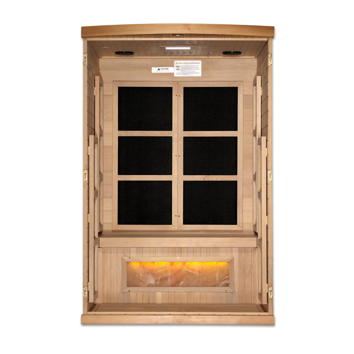 Golden Designs 2-Person "Hotel Edition" Full Spectrum PureTech™ Near Zero EMF FAR Infrared Sauna with Himalayan Salt Bar