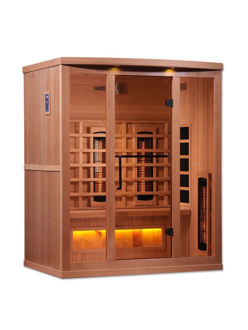 Golden Designs "3-Person Full Spectrum Infrared Sauna with Himalayan Salt Bar"