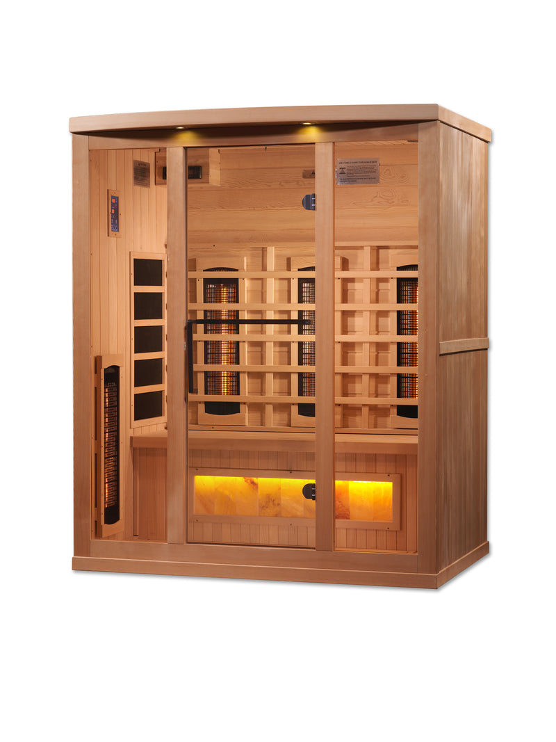 Golden Designs "3-Person Full Spectrum Infrared Sauna with Himalayan Salt Bar"