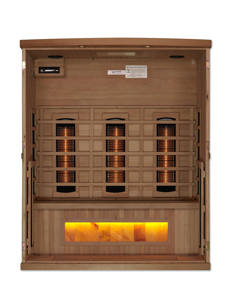 Golden Designs "3-Person Full Spectrum Infrared Sauna with Himalayan Salt Bar"
