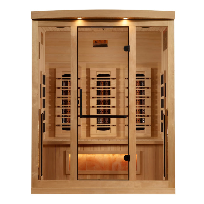 Golden Designs 6-Person Full Spectrum PureTech™ Near Zero EMF FAR Infrared Sauna with Himalayan Salt Bar (Canadian Hemlock)