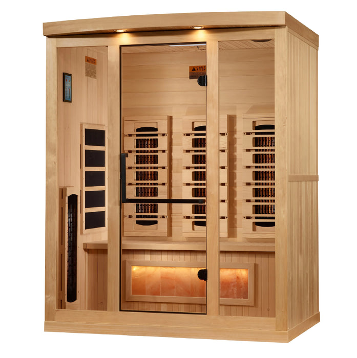 Golden Designs 6-Person Full Spectrum PureTech™ Near Zero EMF FAR Infrared Sauna with Himalayan Salt Bar (Canadian Hemlock)